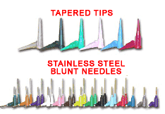 dispensing needles, blunt needles, plastic tapered tips, industrial dipensing needles, stainless steel needles